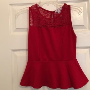 Charlotte Russe Peplum Tank with Lace- Flattering!